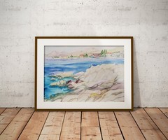 Italian Riviera Watercolor Painting original art 9 x 12 inches