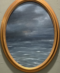 Oval Gold Framed Wall painting original signed Vertical Wall Mounted 18 x 14 in