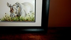 AFRICAN Rhinoceros Original Watercolor Painting, Vibrant, Detailed, Signed, Mint