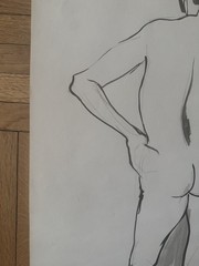 Vintage 1960s Watercolor Figure Study Man Woman 18 x 23 OOAK Dated