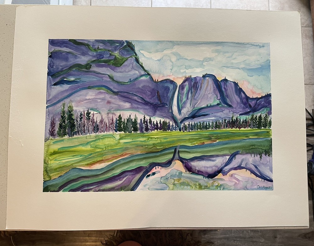 Yosemite Large Watercolor On Paper Colorful Fine Art Impressionism