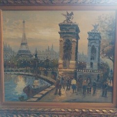 Possible Caroline C Burnett 1877-1950 Original Oil Painting Eiffel Paris Clump
