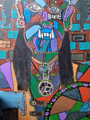 Abstract Woman Figure Painting on 1-1 Canvas – Colorful Figurative Art By PEDRO