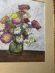 Harry Rorer Niblock (20th c) „Flowers“ Pastel/Crayon Painting – Signed/Signed