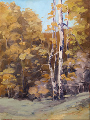 Art Original Oil Painting Landscape Yellow Trees Aspen Fall Autumn by Jeff Love
