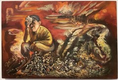 GEORGE GROSZ OIL ON CANVAS PAINTING SIGNED AND SEALED MEASURES 60CM X 40CM