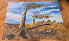 Original Acrylic „Arboles Bandera“ Flag Trees Patagonia Argentina H Di Paolo