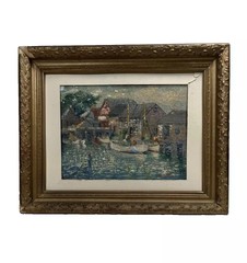 KATHERINE L FARRELL GLOUCESTER IMPRESSIONIST 19TH CENTURY OLD ANTIQUE PAINTING
