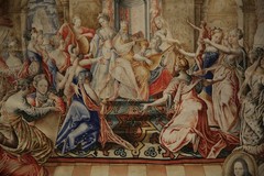 19th Century Watercolor King Solomon and Wives European Neoclassical Interior