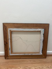 Vintage Oil On Canvas Ship Harbor Painting Framed-No Glass- W. Jones? Unsigned.