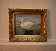 Swan 8×10 original oil painting on linen canvas board. frame is available upon .