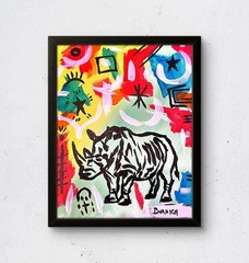 Abstract Rhino Original Art 11×14 Street Style Painting on Canvas