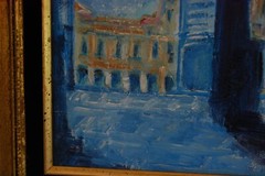 FRAMED OIL VITRALES STAINED GLASS WINDOWS OLD HAVANA, CUBA ARTIST: HECTO VIDAL