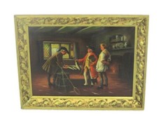 Oil Painting Ornate Wood Plaster Frame Victorian Fisherman Signed L Neyns Beauti