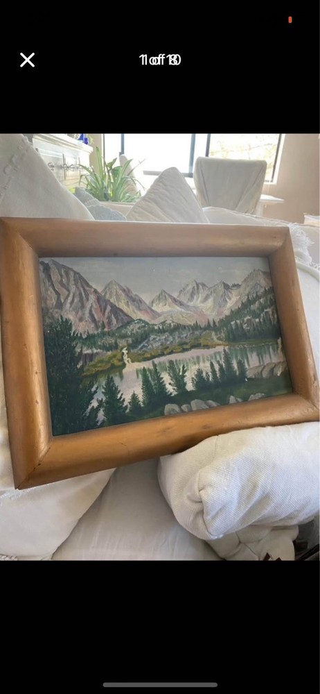 Antique Mount Shasta, California Mountain Painting 22×15 inch frame