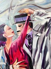 Figurative Oil on Canvas Painting Titled “ Pasion Tanguera “ Hand Signed Dated 2