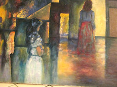 VINTAGE FIGURAL ABSTRACT GEOMETRIC SHAPES OIL PAINTING SIGNED