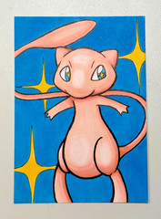ACEO Original Pokemon Fanart „Mew“, Mini Art 2.5 x 3.5 Inches Anime
