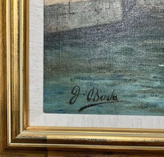 $3600 Original Oil Painting Of Italian Harbor By The Renowned Xavier J. Barile