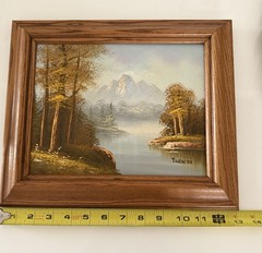 VTG Original Oil Painting on Canvas Landscape Signed T Webster 13″ x 11″ Framed