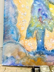 Watercolor Silhouette Painting Original Memorial Art Child Loss Pastel Blue