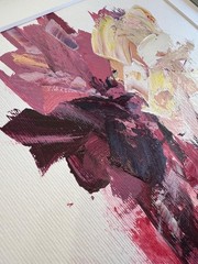 Original Art Hand Painted Abstract Floral, Unframed, Signed, Matted, 11×14 inch