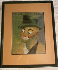 Vintage Sibyl Hechtenthal Clown Watercolor Painting on Wall Street Journal Art
