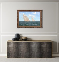Large 1894 Yacht Solent Race Britannia and Vigilant – by STEPHEN J RENARD