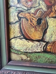CARLOS LOPEZ RUIZ PAINTING MEXICAN MEXICO PORTRAIT MID CENTURY MAN WOMAN MUSIC