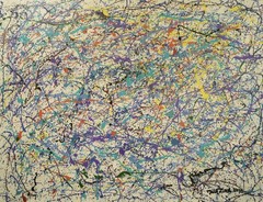 Jackson Pollock Style Giant Canvas Painting 84”X62” (7 Foot) Abstract Modern XL