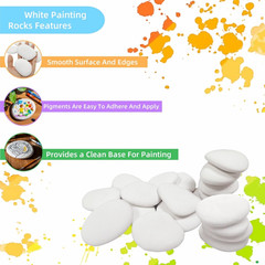 32PCS White Rocks for Painting, Medium & Small Rocks to Paint, Flat Painting Roc