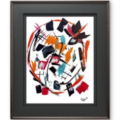 Geometric Abstract Painting Original Art 14X11 Gallery Paper Signed Home Decor