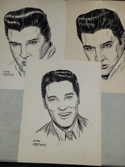 Original ELVIS PRESLEY sketch (lot of 3) by JD McFarland 1987 & 1988