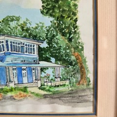 VTG Key West Art „Nine One Five“ Restaurant Watercolor Signed YAV 1996 Framed FL