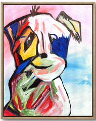 Dog Original 11×14 Colorful Acrylic Painting Canvas Wall Art Home Decor BACH