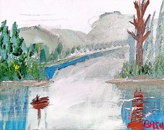 Landscape Water Feature Abstract Expressionist Original Painting Canvas 11×14