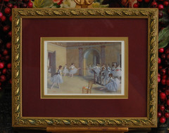 VTG FRAMED SMALL ART GALLERY DEGAS COLOR PRINT OF „THE DANCE FOYER AT THE OPERA“