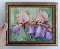 Irises in Bloom Original Oil Painting Framed Floral Artwork 8×10 in