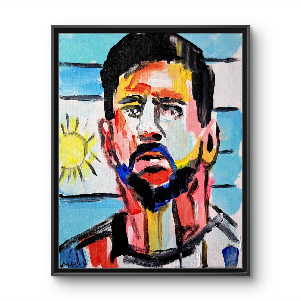 Original Argentina Lionel Messi Canvas Neo Expressionist Art Decor 11×14