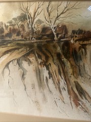 ORIGINAL MCM LORRAINE FIEGE ABSTRACT IMPRESSIONIST LANDSCAPE WATERCOLOR SIGNED