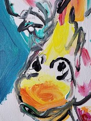 Aleph Hand Painted Animal Giraffe 9×12 Acrylic Painting Textured Art Canvas