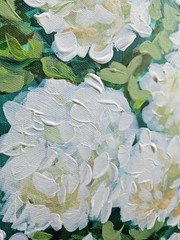 WHITE HYDRANGEAS 11 × 14 Original Painting