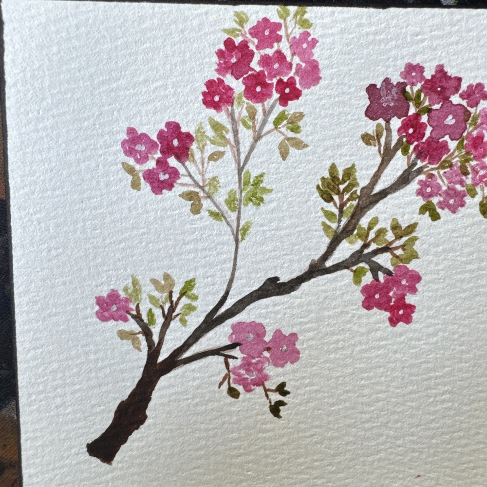 4×4 Original Art Painting – Flowers, Pink Blossom – Chaotic Sanity | Sameera