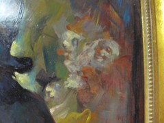 Magnificent Julian Ritter Original Oil Painting Clowns Listed