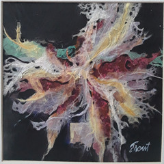 Mixed Media on Paper Board Matted Original by Don Trout 7.5 x7.5 „Metamorphosis“