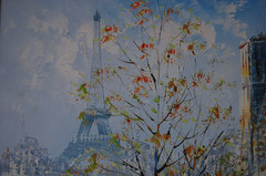 Vtg 80’s Framed Signed Burnett Oil Painting „Paris Cityscape Seine Scene“ 24X20
