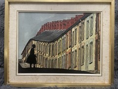 1970s Expressionist Figurative City Scene Painting- Edel Ritter, Signed & Framed