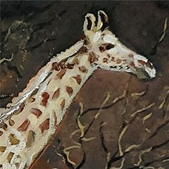 YARY DLUHOS Giraffe Africa Savanna Wildlife Animal Original Art Oil Painting