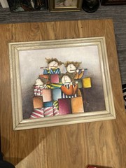 Original Oil Painting Signed J. Roybal Folk Musician Scene 25×29 Canvas