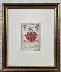 Antique Austrian Catholic Bishop Coat Of Arms Gouache Painting 17th C. Heraldry